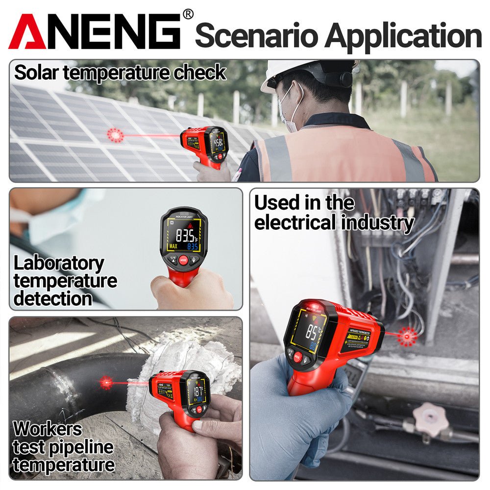 ANENG TH203 Smart Industrial Infrared Thermometer - 50~600℃ Temperature Gun VA Reverse Color Screen Tester Meter Pyrometer Tools - ANENG TOOLS