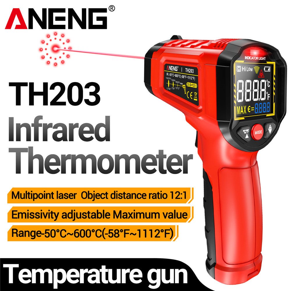 ANENG TH203 Smart Industrial Infrared Thermometer - 50~600℃ Temperature Gun VA Reverse Color Screen Tester Meter Pyrometer Tools - ANENG TOOLS